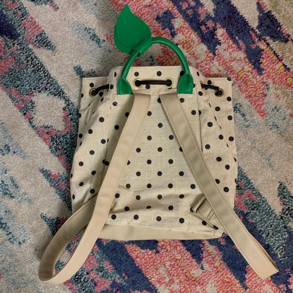 Betsy Johnson Polka Dot Pear Drawstring Backpack - Picture 2 of 5